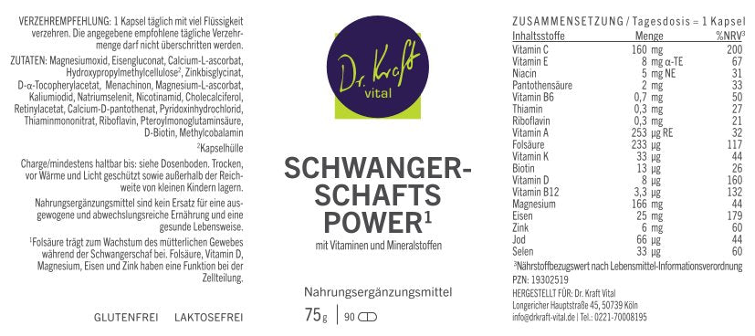 Schwangerschafts Power (90 Kapseln) - Dr. Kraft Vital Shop