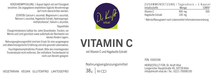 Vitamin C 400 (60 Kapseln) - Dr. Kraft Vital Shop