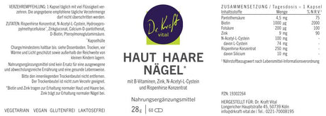 Haut Haare Nägel (60 Kapseln) - Dr. Kraft Vital Shop