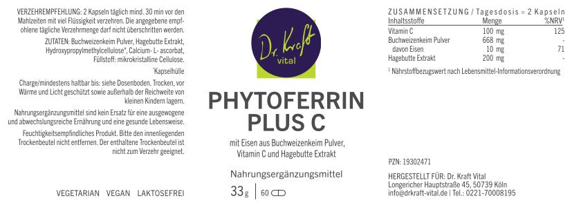 Phytoferrin plus C (60 Kapseln) - Dr. Kraft Vital Shop
