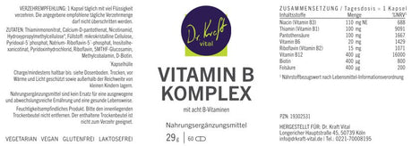 Vitamin B Komplex (60 Kapseln) - Dr. Kraft Vital Shop