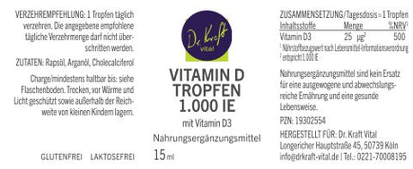 Vitamin D Tropfen 1000 IE (15ml) - Dr. Kraft Vital Shop